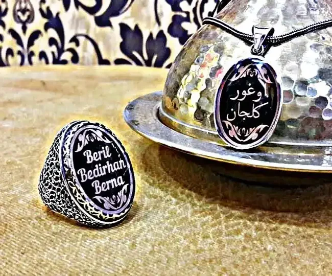 İsimli Gümüş Yüzük ve Kolye Set